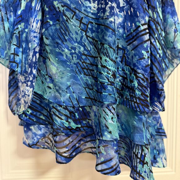 Alex Evenings Women’s Blue Abstract Poncho Blouse Top Size 2X Glam Country Club - Picture 6 of 7